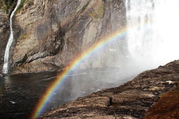 Arco Iris Base Montmorency Falls Quebec — Foto de Stock