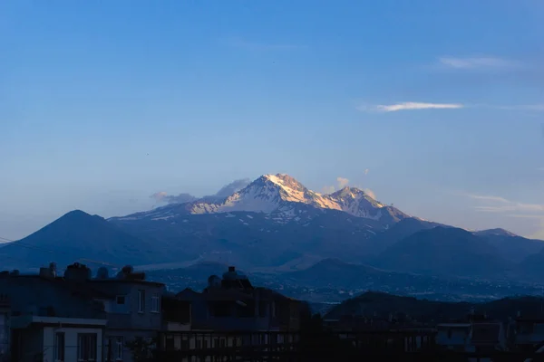 Erciyes Montanha Com Céu Azul Pôr Sol — Fotografia de Stock
