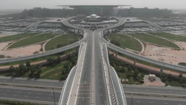 Meydan Brug Dubai Gefilmd Door Drone Bewolkte Middag — Stockvideo