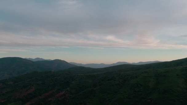 Panorama Paysage Montagneux Asie Centrale Tôt Matin Tourné Par Drone — Video