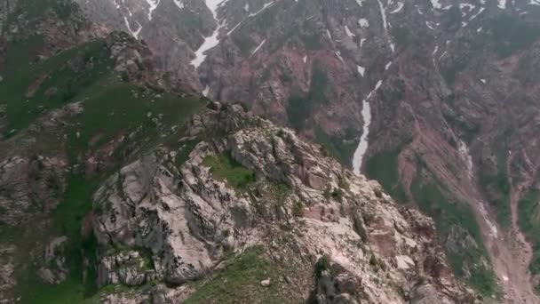 Гірська Панорама Центральної Азії Рано Вранці Стрілянина Дроном — стокове відео