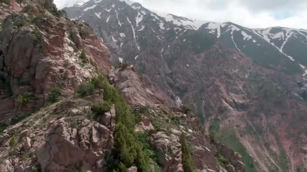 Panorama Peisajului Montan Din Asia Centrală Dimineața Devreme Împușcată Drone — Videoclip de stoc