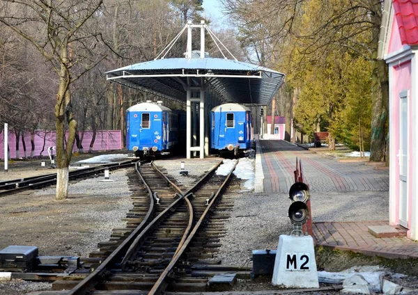 Sémaphore Sur Chemin Fer Rails Qui Vont Dans Distance — Photo