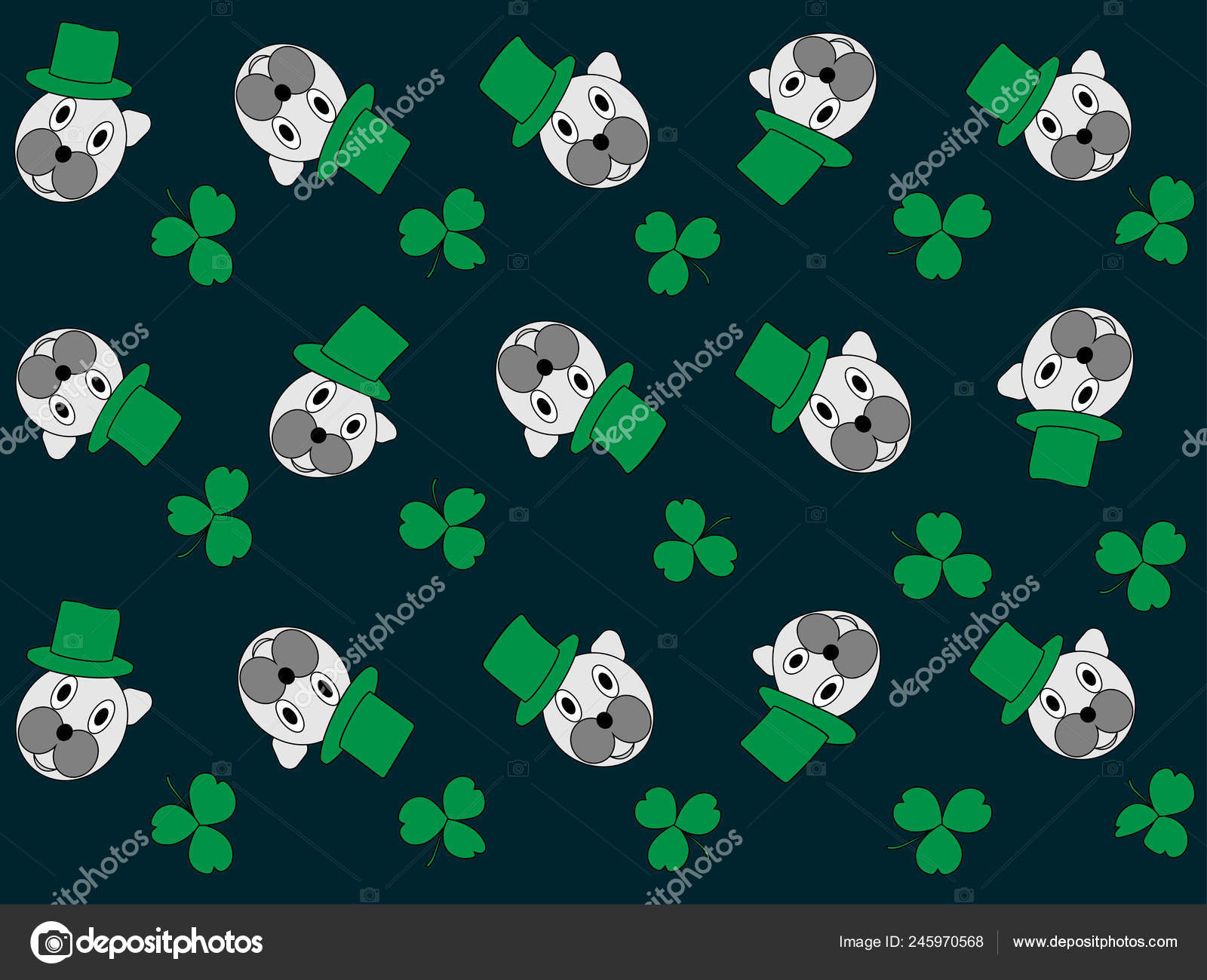 3d Dog Wallpaper Wallpaper Seamless Image Dog Green Hat Clover Leaves Decoration Feast Stock Photo C Foxy Helen 75 Gmail Com