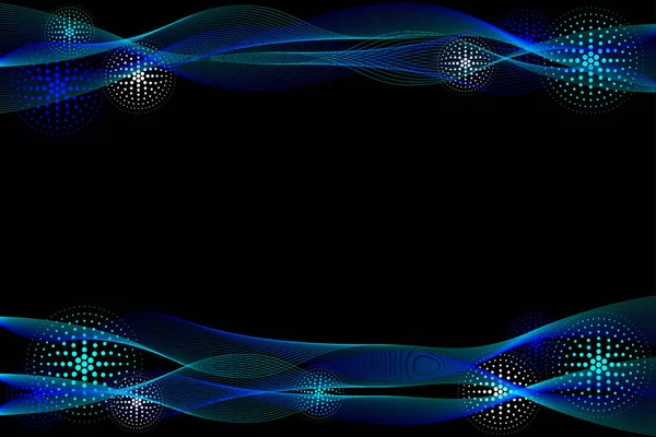 Abstract neon waves on a black background, free space for text