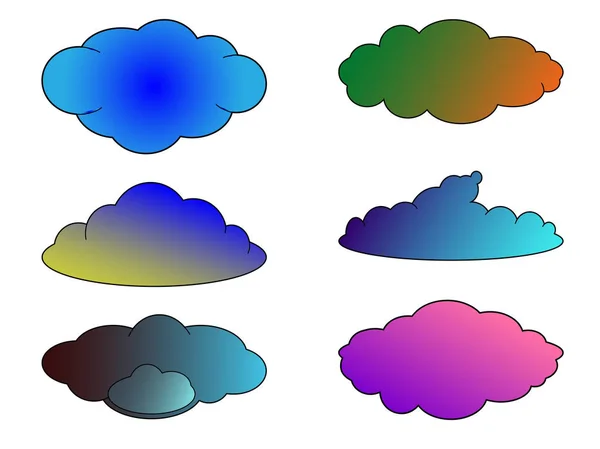 Conjunto Nuvens Multicoloridas Para Internet Previsões Meteorológicas — Vetor de Stock