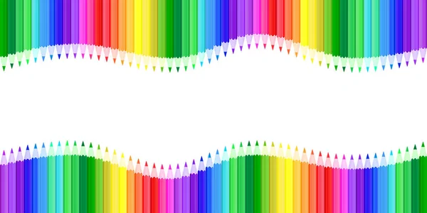 Crayons Couleur Disposés Comme Une Vague Sur Fond Transparent Blanc — Image vectorielle