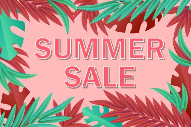 Tropikal tasarım ve yaz satışı ile modern trendy afiş