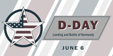 Normandiya Çıkarma Günü, 6 Haziran 1944 Neptün askeri operasyonu sırasında. Tasarım için vektör şablonu. Tüm elementler izole edildi.