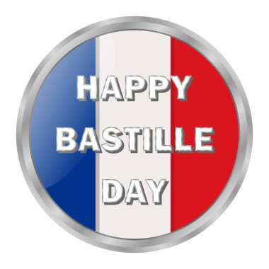 Bastille Günü, her yıl 14 Temmuz 'da tasarımın vektör bayrağı olan Fransa' da kutlanır. Tüm elementler izole edildi.