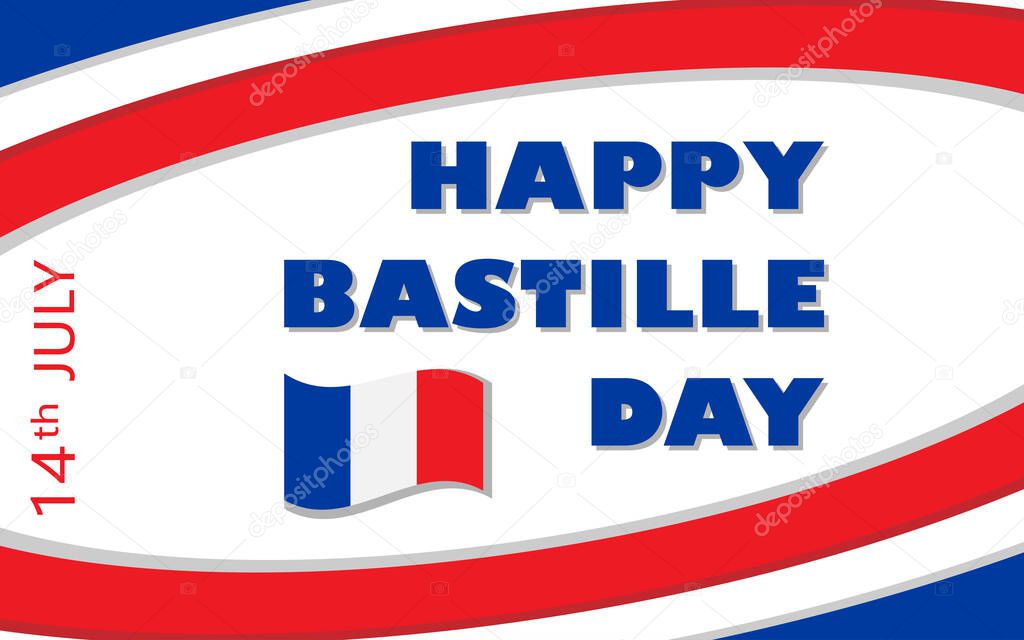 Bastille Day is celebrated annually on July 14 in France, vector banner for design. All elements are isolated.