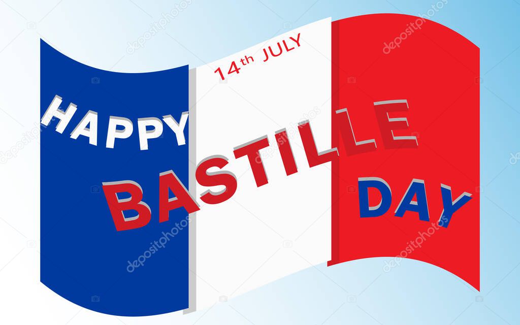 Bastille Day is celebrated annually on July 14 in France, vector banner for design. All elements are isolated.