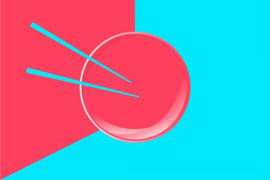 Masanın üzerinde boş tabak ve çubuklar var. Pembe ve mavi seramik tabakların vektör görüntüsü. Tüm elementler izole edildi.