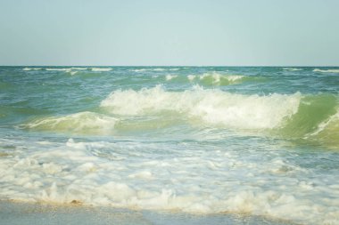Kumsal, deniz kum, plaj, arka plan dalga yumuşak.