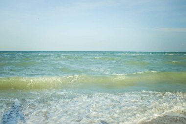 Kumsal, deniz kum, plaj, arka plan dalga yumuşak.