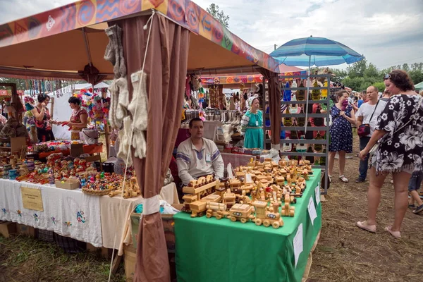 Shushenskoe Krasnoyarsk Territory July 2018 Fair Russian Folk Arts Pavilions — Stock Photo, Image