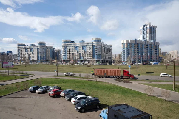 Vista Del Distrito Norte Ciudad Krasnoyarsk Con Vistas Las Viviendas — Foto de Stock