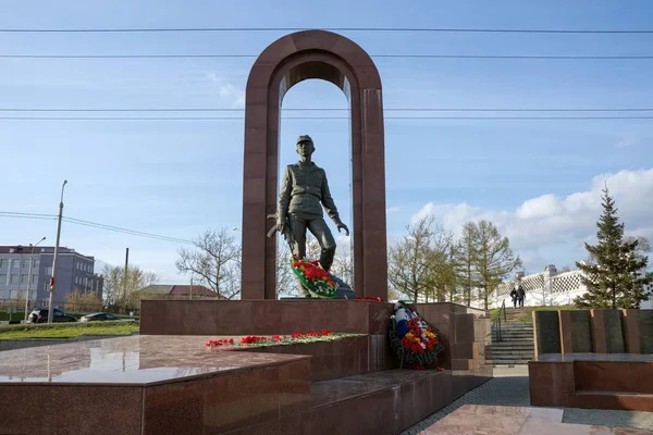 Krasnojarsk Mei 2018 Monument Voor Soldaten Internationalisten Staat Igarskaya Straat — Stockfoto