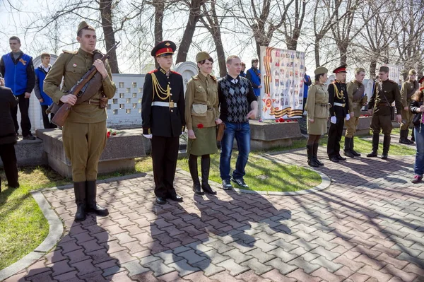 Krasnoyarsk Krasnoyarsk Region May 2018 Concerned Youth Stand Guard Honor — Stock Photo, Image