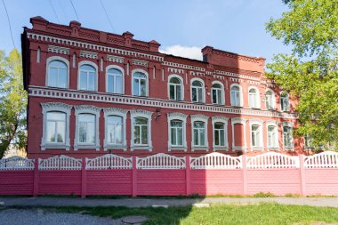 Krasnoyarsk devlet Tarım University.Achinsk, Krasnoyarsk Krayı şube binasının arka görüş. Rusya