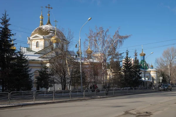 Вознесенский Собор Главный Храм Города Новосибирска Зимнее Время Новосибирск Новосибирская — стоковое фото