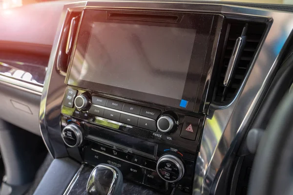 Screen multimedia system in car.Modern car dashboard.