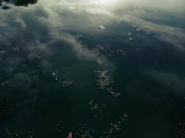 Blick Von Oben Auf Touristen See Mit Sup Boards Wunderschönes — Stockfoto