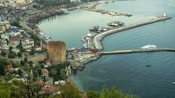 Vue nocturne du château d'Alanya — Photo