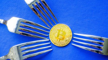  Bitcoin ve gümüş çatal