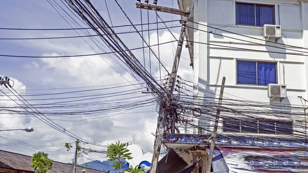 telegraph pole with many wires