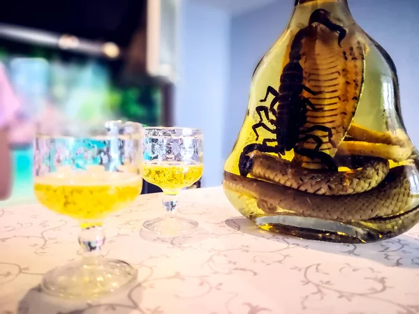 Bottle of Cobra and Scorpion Liquor — Stock Photo, Image