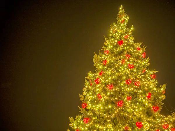 城镇广场上的圣诞树 — 图库照片