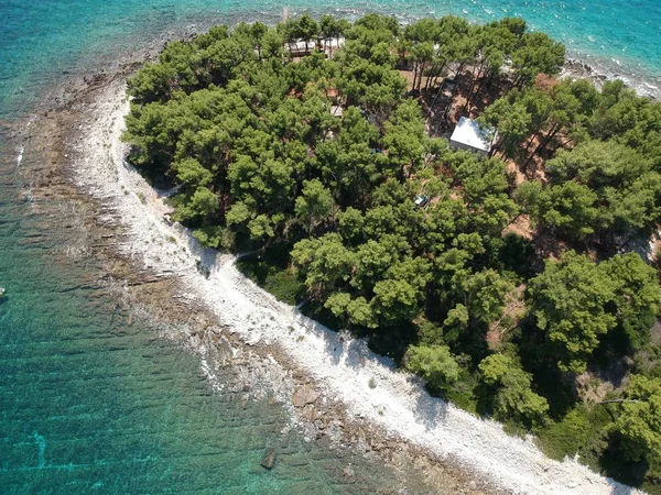 Νησί Ciovo Αδριατική Ακτή Από Αεροφωτογραφία — Φωτογραφία Αρχείου