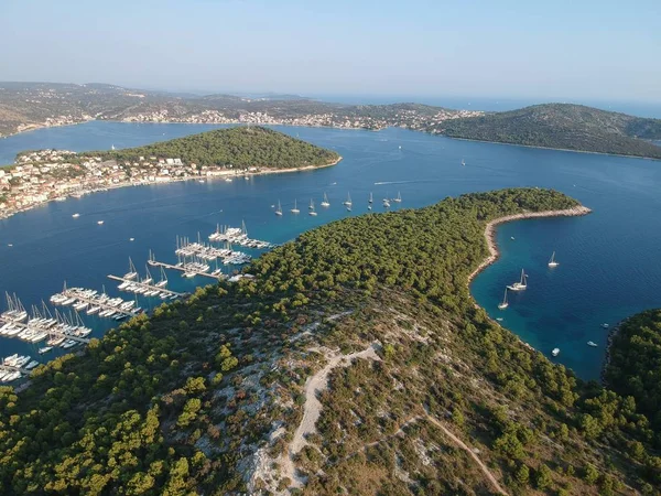 Marina Frapa Cerca Rogoznica Croacia Desde Vista Aérea —  Fotos de Stock