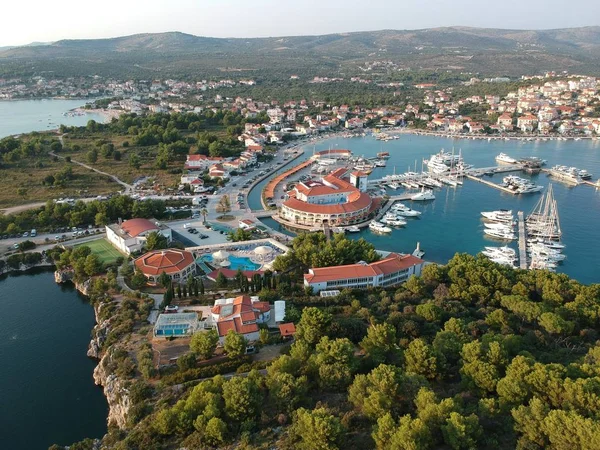 Marina Frapa Cerca Rogoznica Croacia Desde Vista Aérea —  Fotos de Stock