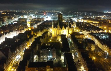 Yukarıdan Gdansk ve Motlava Nehri