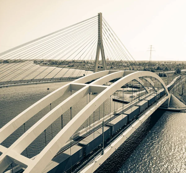 Tren Carga Puente — Foto de Stock