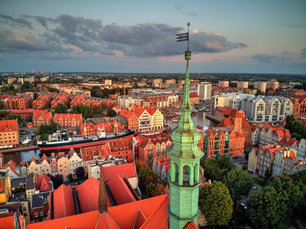 Oude Stad Van Gdansk Jachthaven Van Bovenaf — Stockfoto