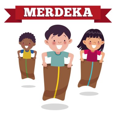 Bağımsızlık günü, çocuk yarış çuvallar içinde geleneksel Endonezya özel oyun. Merdeka gün Endonezya bağımsızlık günü olduğunu.
