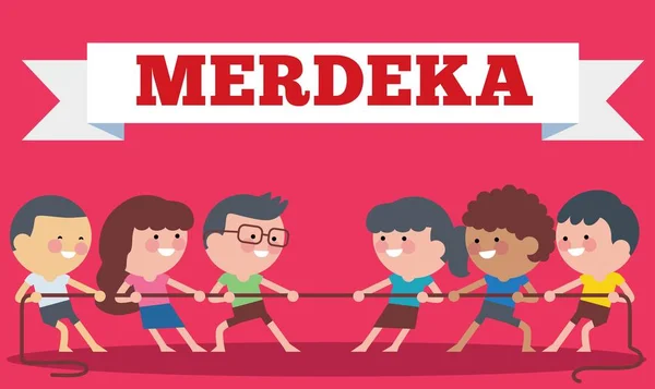 Indonésie Tradiční Zvláštní Hry Během Hari Merdeka Den Nezávislosti Indonésie — Stockový vektor