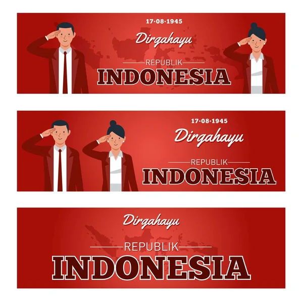 Agosto 1945 Día Independencia República Indonesia Dirgahayu Una Larga Vida — Archivo Imágenes Vectoriales