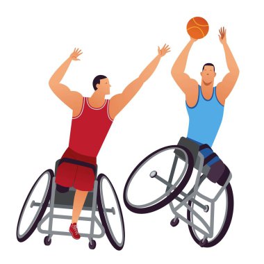 Fiziksel engelli sporcular. Adam tekerlekli sandalye basketbol.
