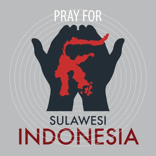 Pray Palu Sulawesi Indonesia Messages Support Indonesian Earthquake Tsunami Victims — Stock Vector