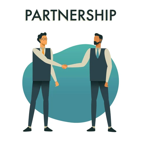Zwei Geschäftsleute Geben Sich Die Hand Illustration Des Partnerschaftskonzepts Ideal — Stockvektor
