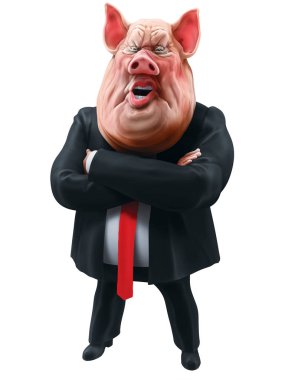 Domuz patron görüşmeler silah ile geçti. 3D çizim