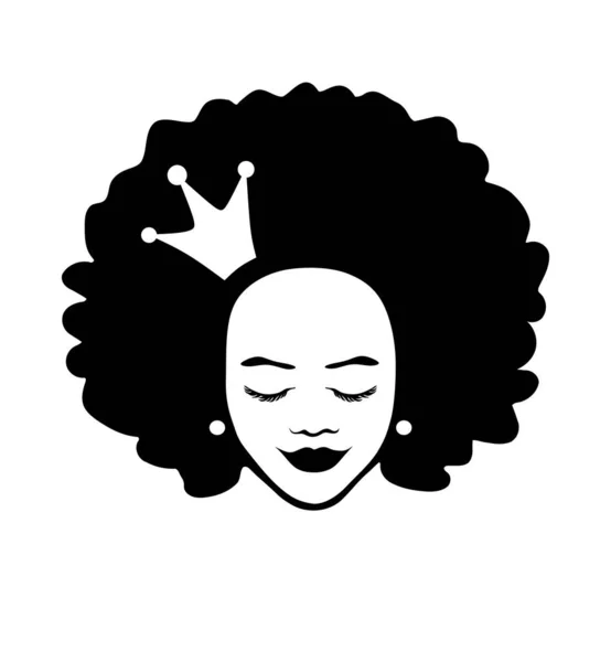 Arca Gyermek Fekete Afro Amerikai Lány Gyönyörű Hölgy Fej Arc — Stock Vector