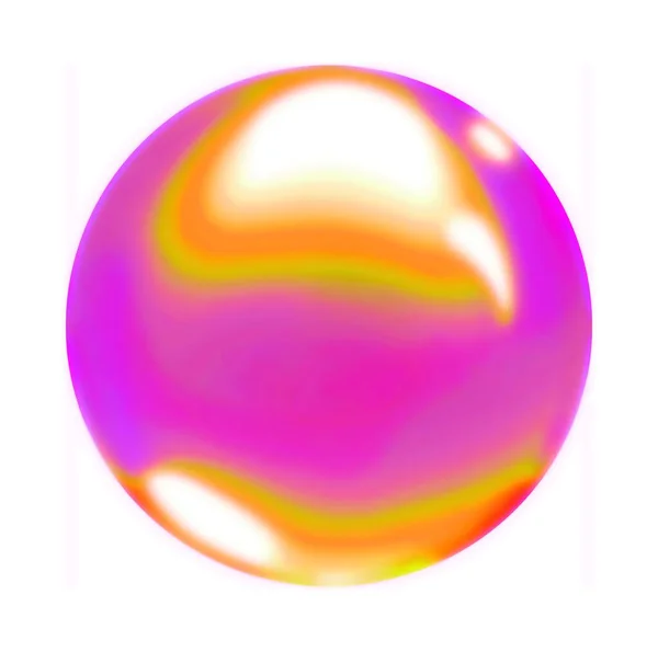 Pembe sarı turuncu gökkuşağı pastel renkte yuvarlak hava sabunu topu. Beyaz bir arka planda izole edilmiş çok renkli bir daire. İncinin anası. Renkli küre ayı. 3d hazırlayıcı.
