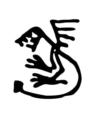  Vektör silueti kanatlı bir ejderhanın işaret simgesi çizimi