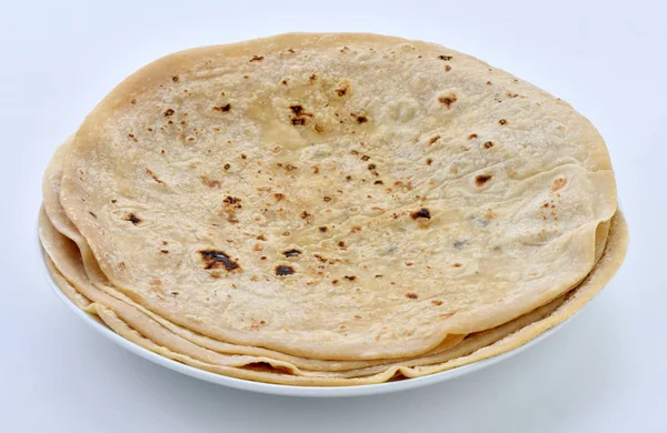 Chapati Rot Chapati Bread Thin Wheat Flour Tortillas Basic Food — Stock Photo, Image