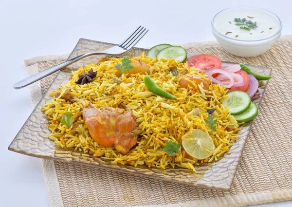 Kurczaka Biryani Talerz Gotowe Spożycia Świeże Gorące Kurczaka Biryani — Zdjęcie stockowe